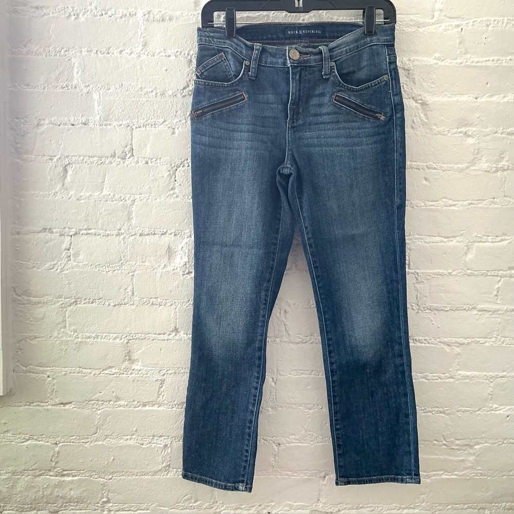 Rock & Republic Womens Kendall Jeans Straight Leg Cropped Size 4